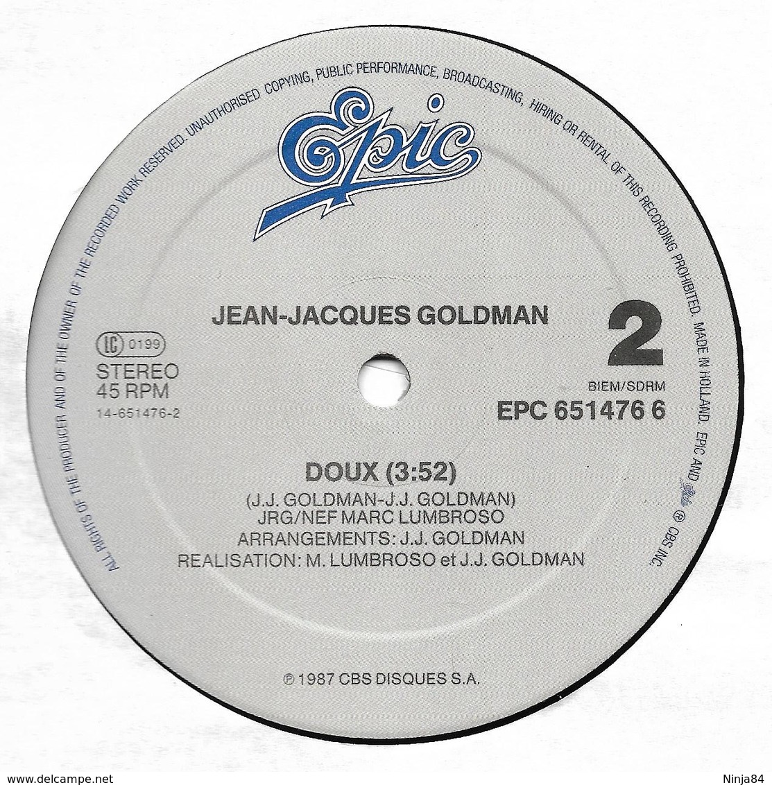 MAXI 45 RPM (12")  Jean-Jacques Goldman " C'est Ta Chance "  Hollande - 45 Rpm - Maxi-Single