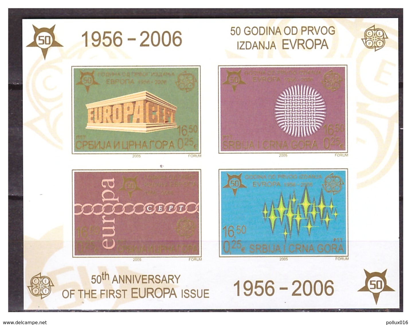 0901 Serbia & Montenegro 2016 50 Year Europa Europe CEPT S/S MNH Imperf - 2006