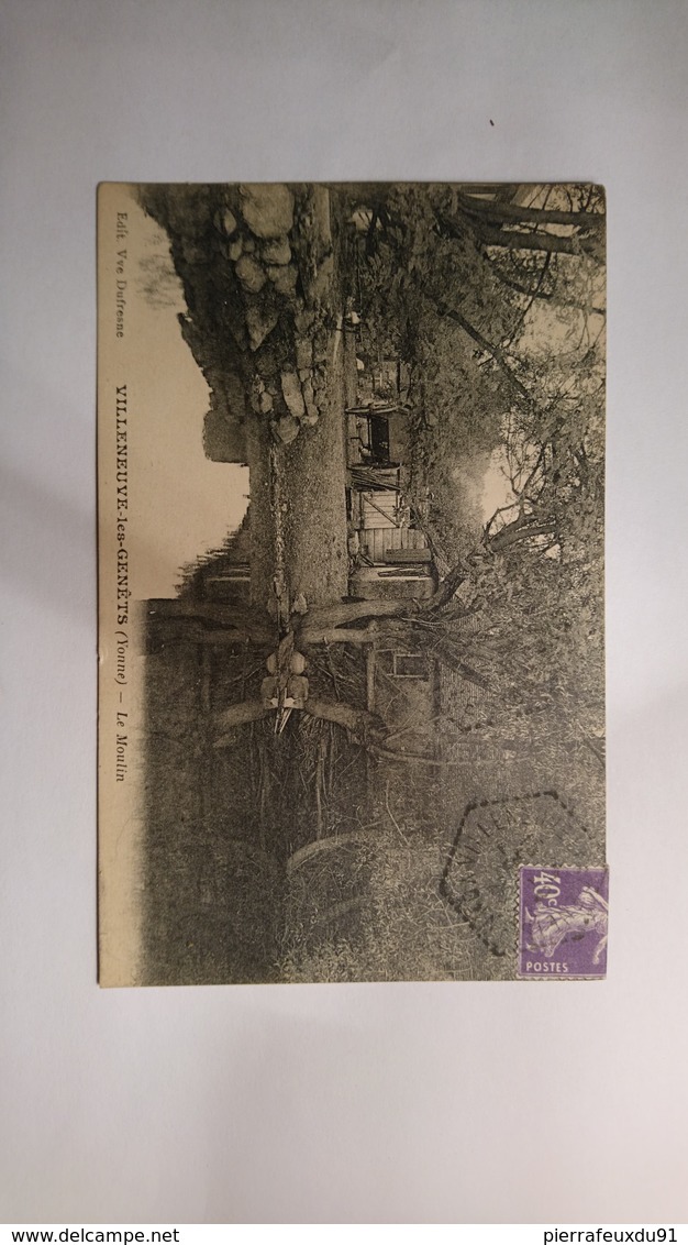 CPA CARTE POSTALE ANCIENNE FRANCE 89 YONNE VILLENEUVE LES GENETS LE MOULIN CABANE DANS LES BOIS ETANG NATURE² - Autres & Non Classés