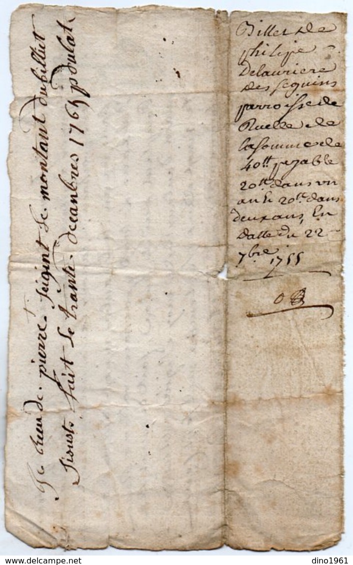 VP13.286 - RUELLE SUR TOUVRE - Acte De 1755 - Billet - Manuscripts