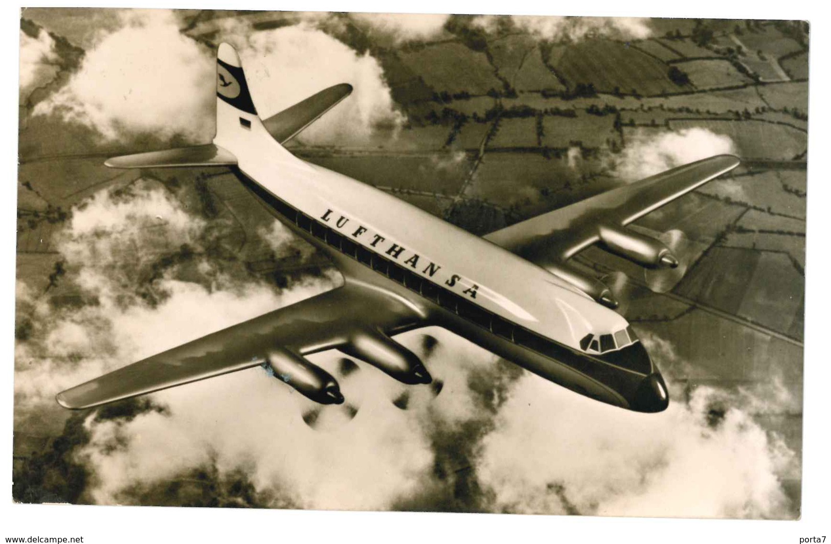 AEREO - PLANE -  LUFTHANSA  "VISCOUNT 814" - CARTOLINA VIAGGIATA - 1946-....: Ere Moderne