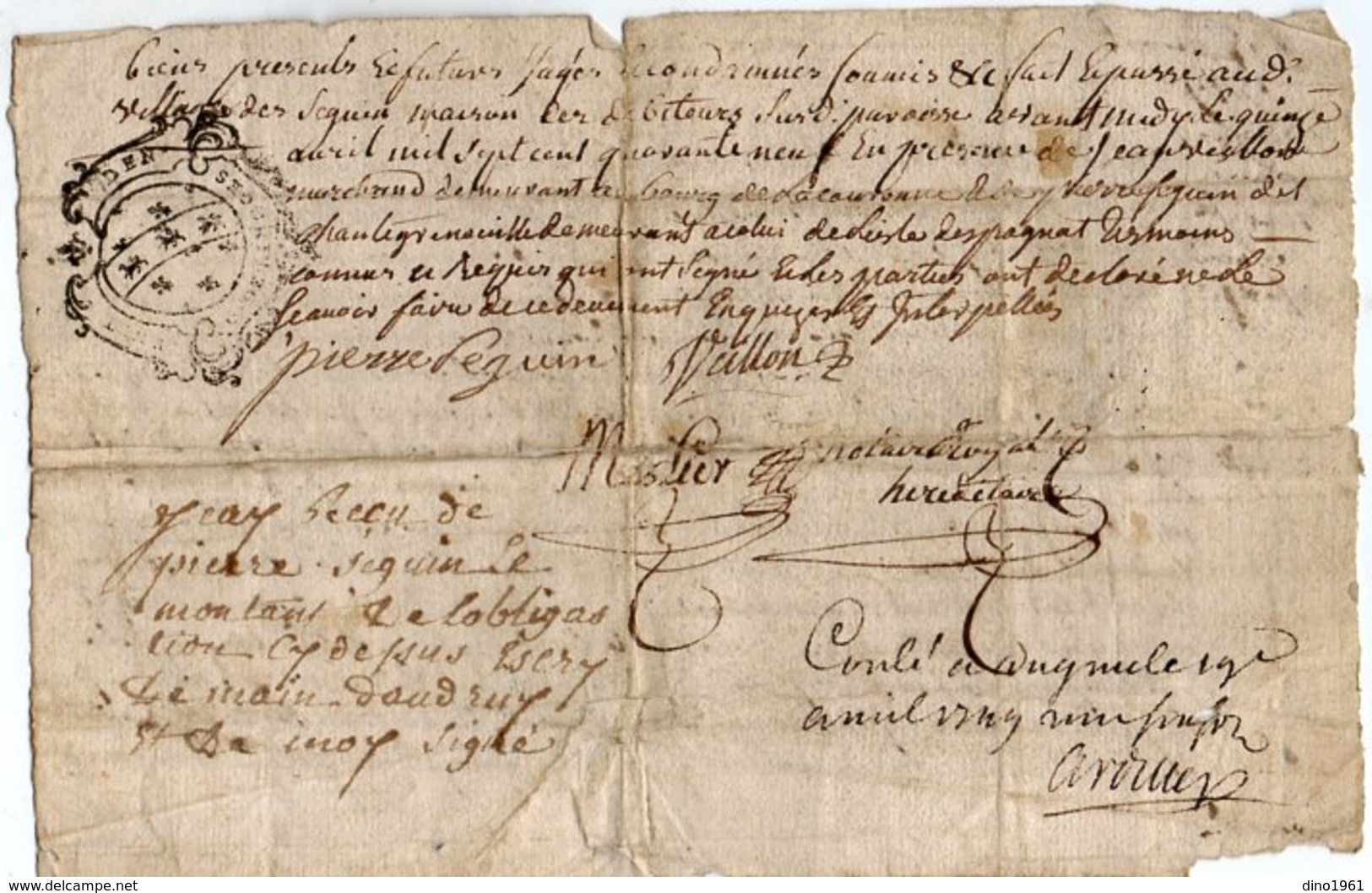 VP13.288 - Cachet Généralité De LIMOGES - Acte De 1749 - RUELLE SUR TOUVRE - Obligation à Déchiffrer - Seals Of Generality