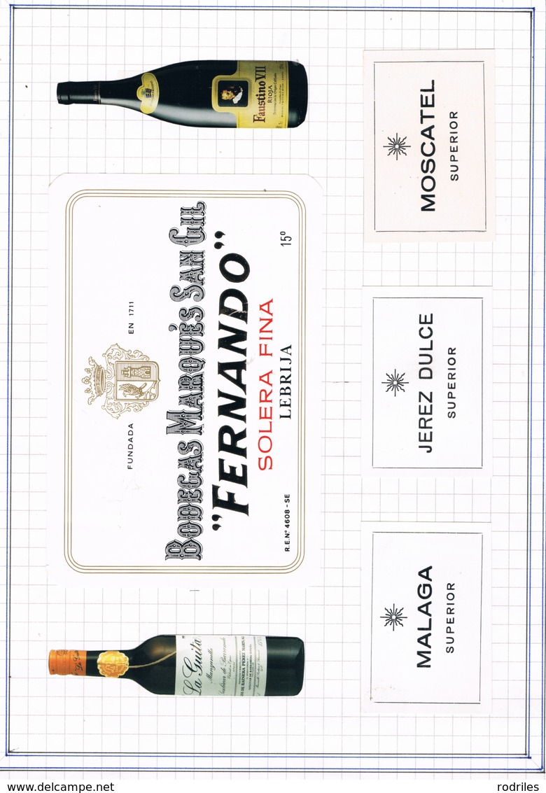 Etiquetas de vinos. Conjunto de 10 hojas de Álbum con etiquetas y publicidad de bebidas