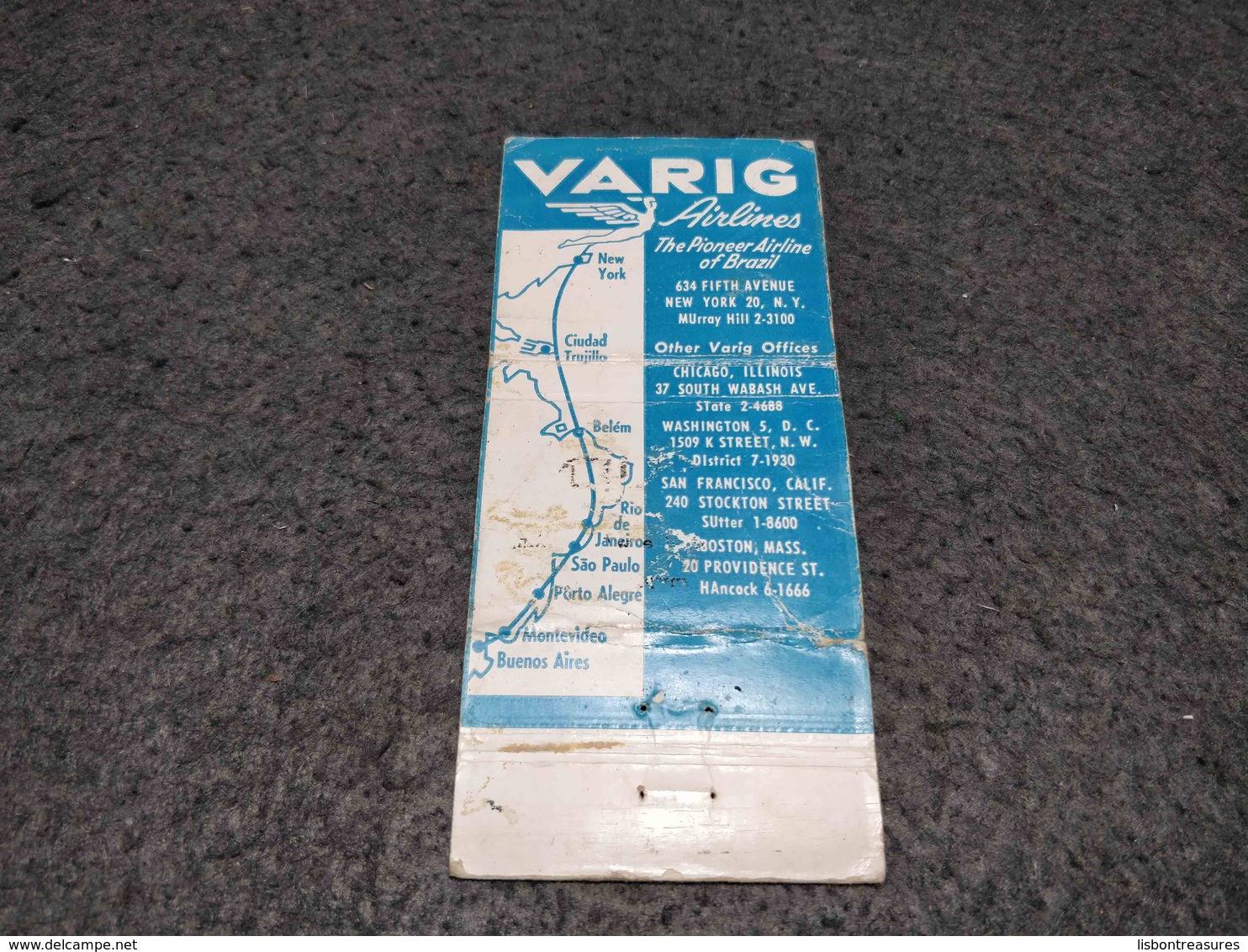 ANTIQUE MATCHBOX MATCHES LABEL ADVERTISING VARIG AIRLINES BRAZIL - Scatole Di Fiammiferi