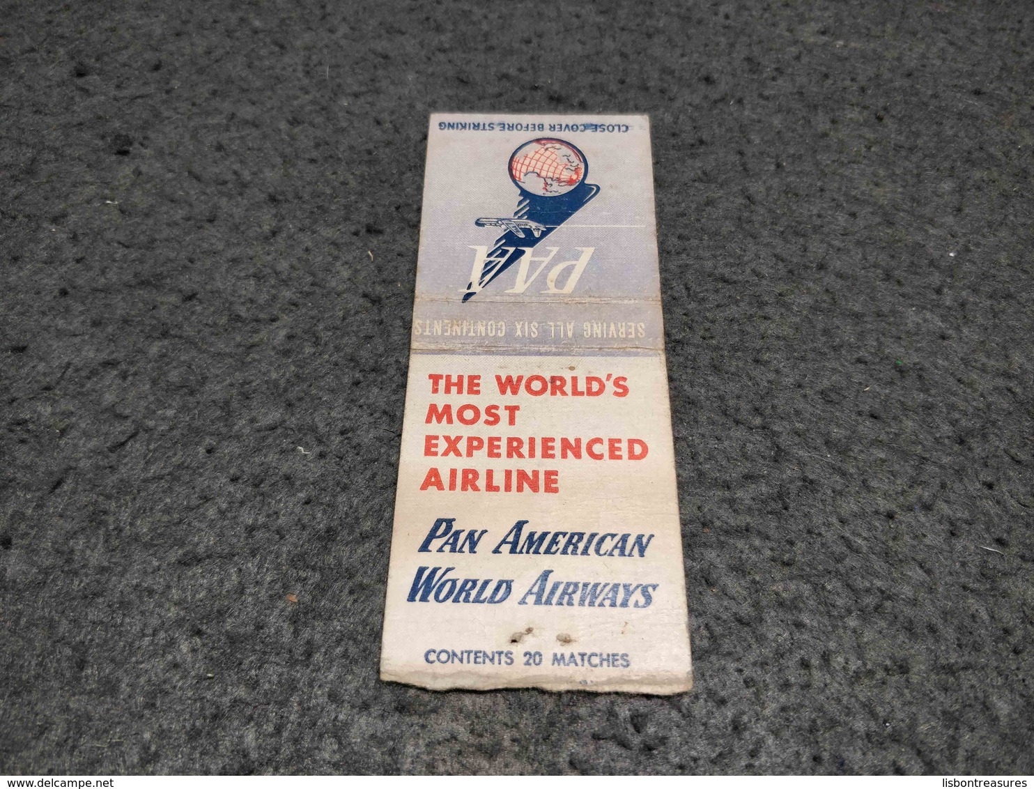 ANTIQUE MATCHBOX MATCHES LABEL ADVERTISING PAN AMAERICAN WORLD AIRWAYS UNITED STATES - Streichholzschachteln