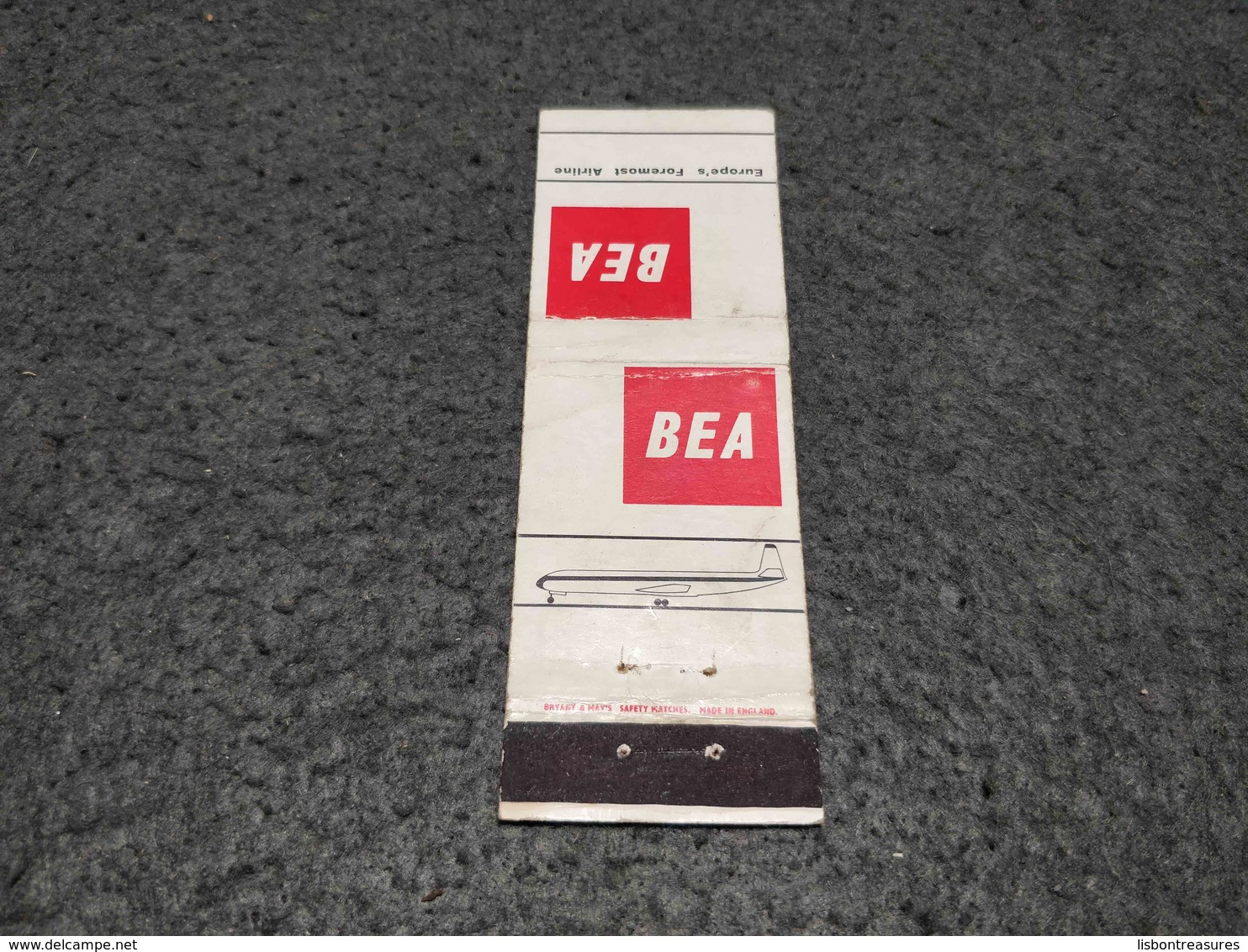 ANTIQUE MATCHBOX MATCHES LABEL ADVERTISING BEA AIRLINES ENGLAND - Matchboxes