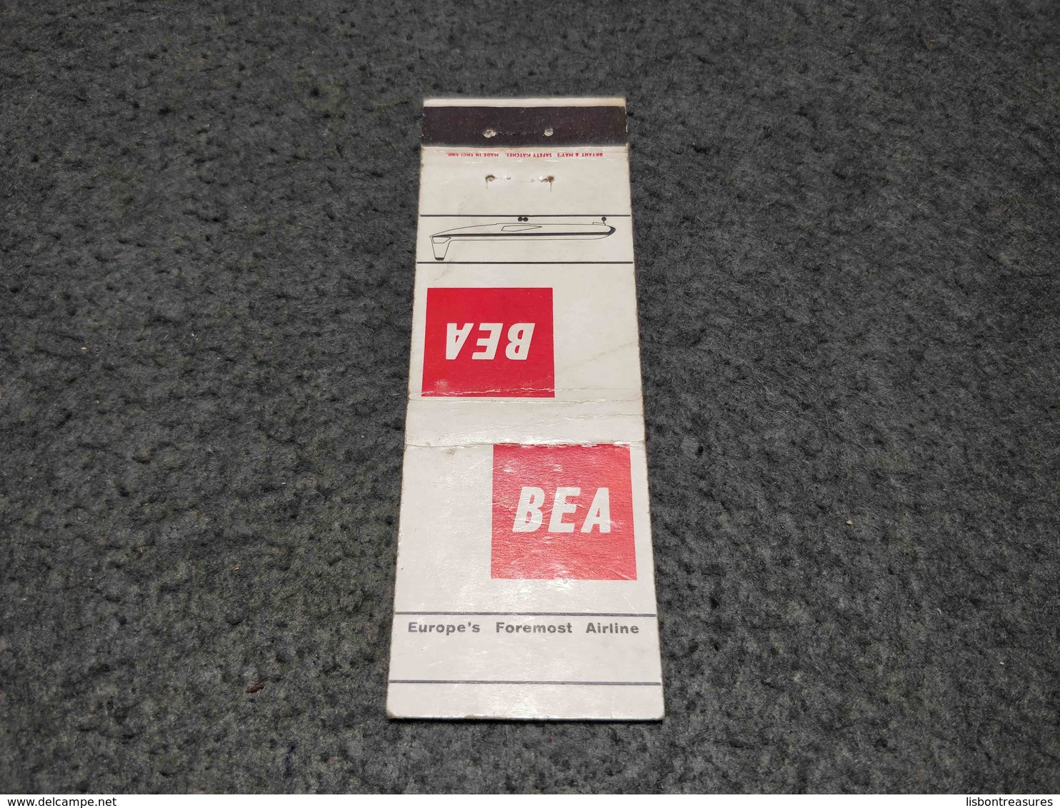 ANTIQUE MATCHBOX MATCHES LABEL ADVERTISING BEA AIRLINES ENGLAND - Matchboxes