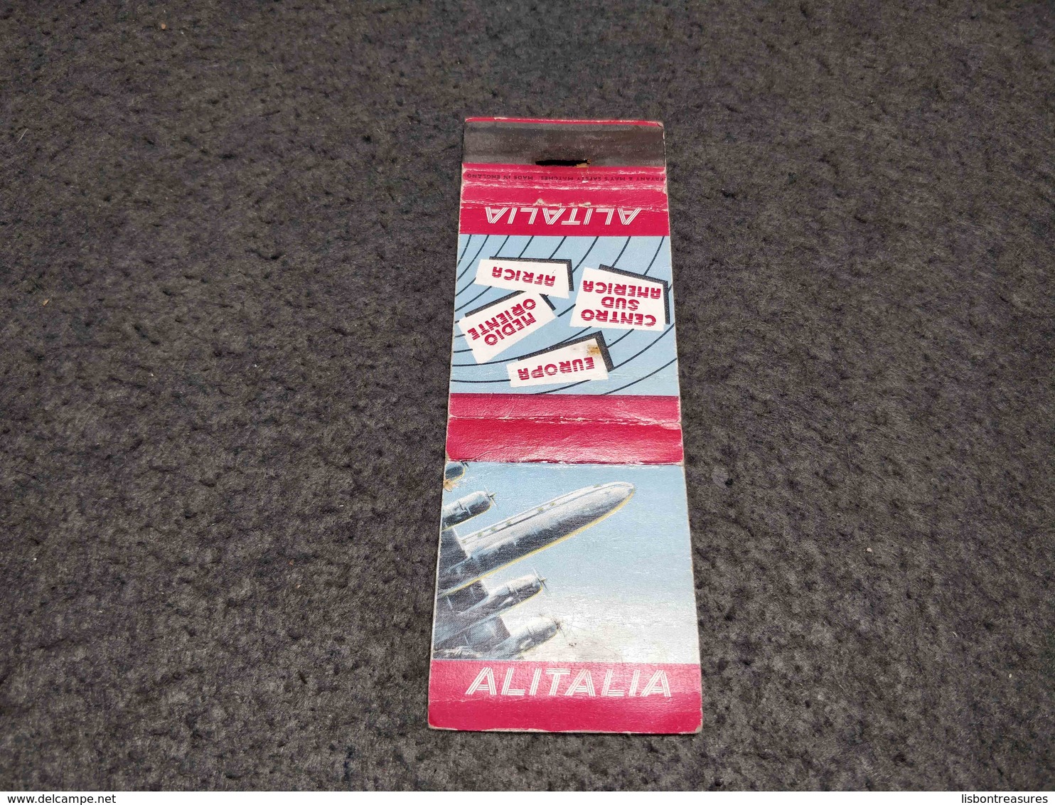 ANTIQUE MATCHBOX MATCHES LABEL ADVERTISING ALITALIA AIRLINES ITALY Nº2 - Cajas De Cerillas