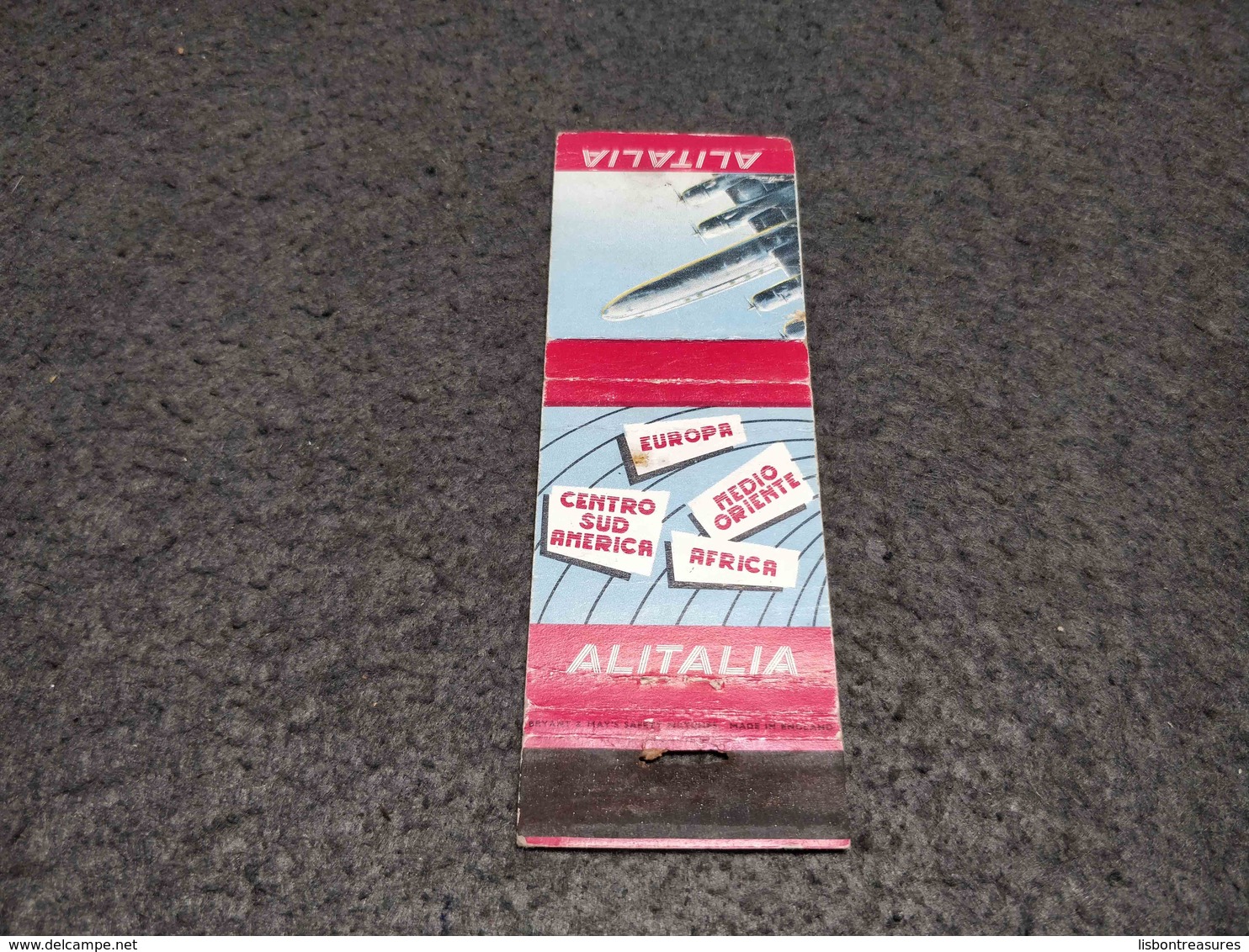 ANTIQUE MATCHBOX MATCHES LABEL ADVERTISING ALITALIA AIRLINES ITALY Nº2 - Streichholzschachteln