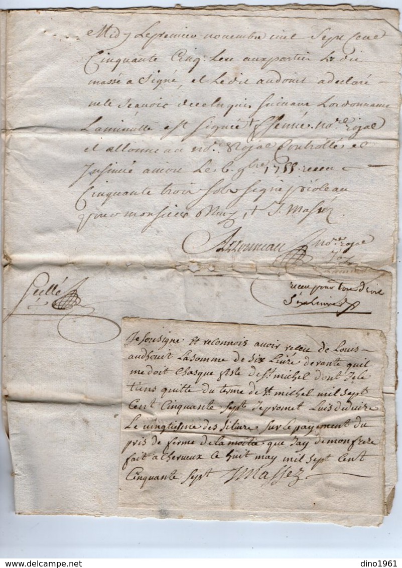 VP13.290 - Cachet Généralité De POITIERS - SAINT MAIXENT - Acte De 1755 à Déchiffrer - Cachets Généralité