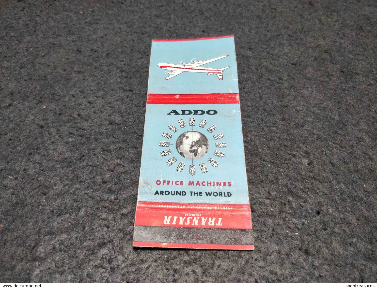 ANTIQUE MATCHBOX MATCHES LABEL ADVERTISING TRANSAIR AIRLINES SWEDEN - Boîtes D’allumettes