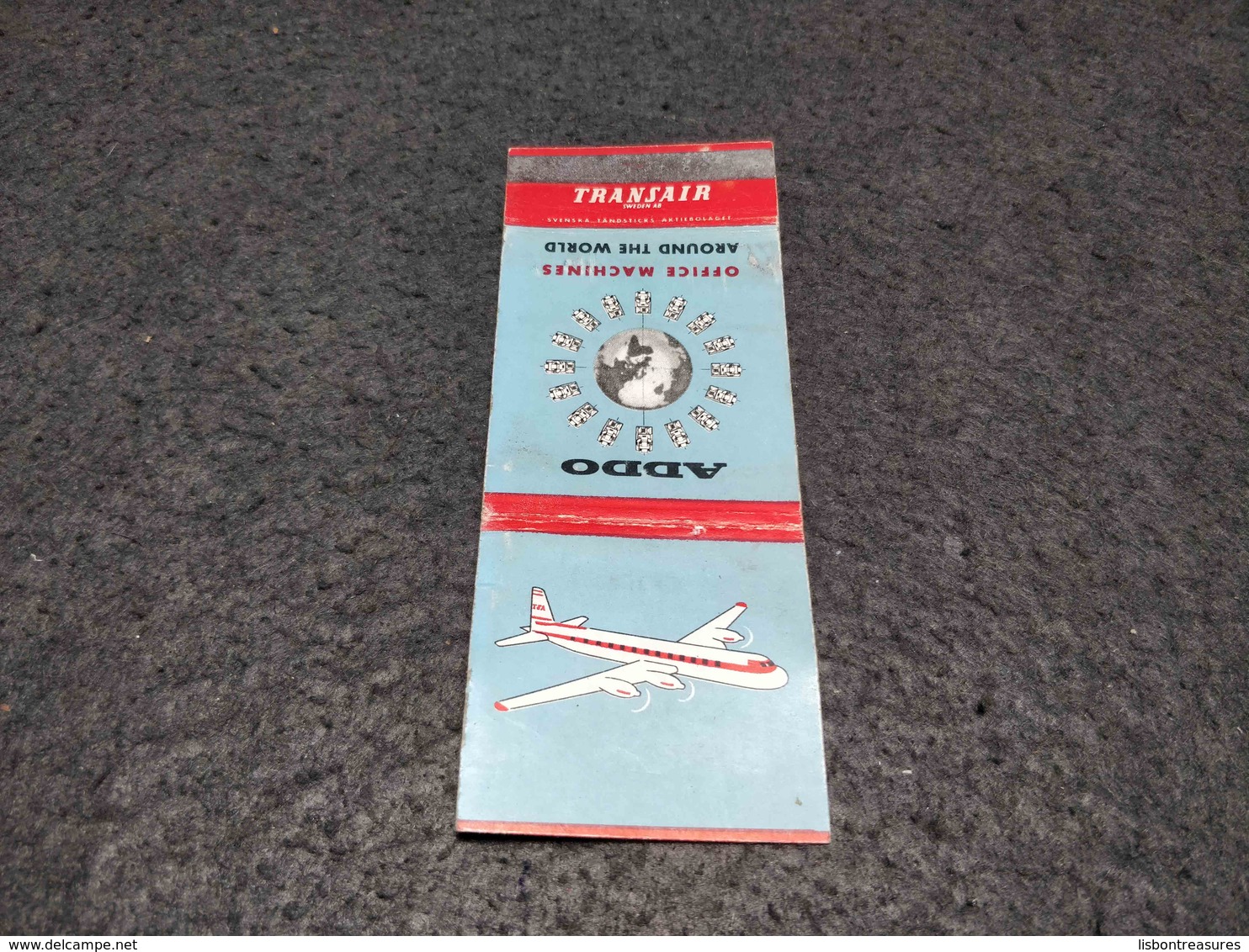 ANTIQUE MATCHBOX MATCHES LABEL ADVERTISING TRANSAIR AIRLINES SWEDEN - Streichholzschachteln