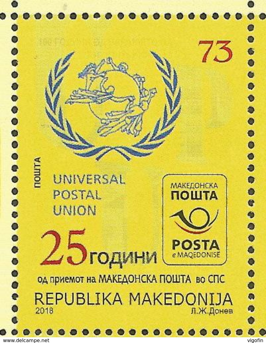 MK 2018-14 25A°MK IN UPU, MACEDONIA, 1 X 1v, MNH - Macédoine Du Nord