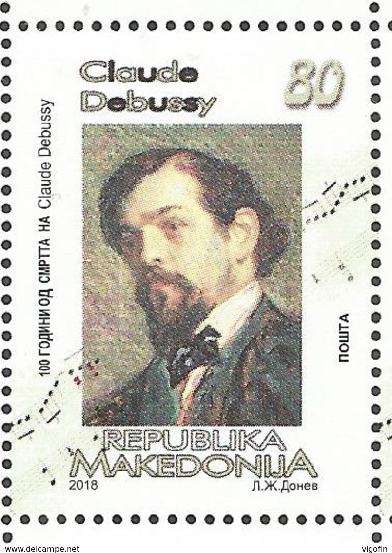 MK 2018-16 KLOD DEBISI, MACEDONIA, 1 X 1v, MNH - Musica