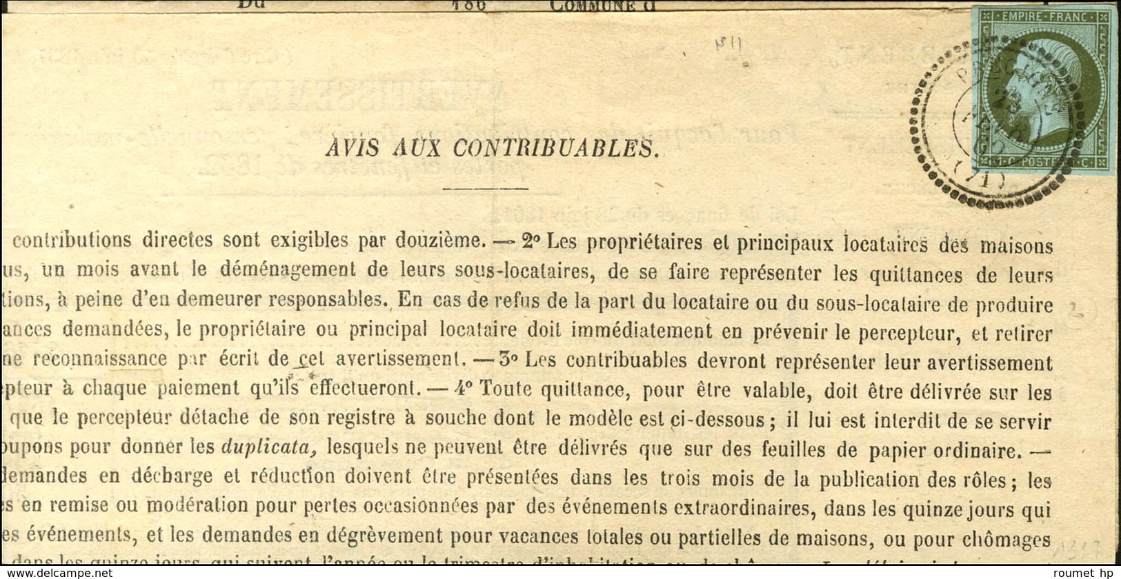 Càd T 22 PRECIGNE (71) / N° 11 Sur Avertissement. 1862. - SUP. - R. - 1853-1860 Napoleone III