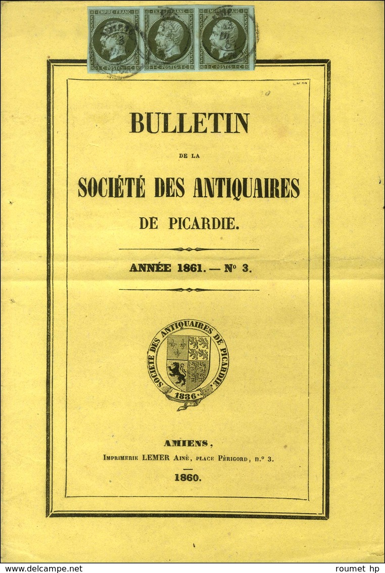 Càd T 15 AMIENS (76) / N° 11 Bande De 3, Belles Marges Sur Bulletin De La Société Des Antiquaires De Picardie. 1861. - T - 1853-1860 Napoleone III