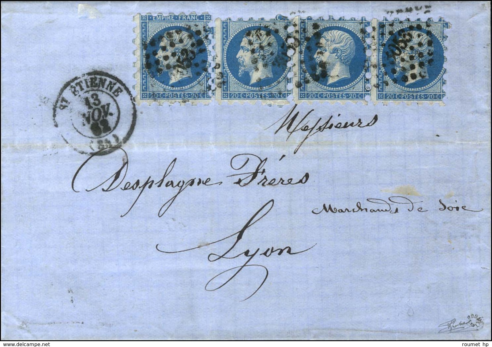 PC 3053 / N° 14 Bande De 3 + 1 Ex. Type II Piquage Susse Càd T 15 St ETIENNE (84). 1862. Rare Combinaison En Triple Port - 1853-1860 Napoléon III