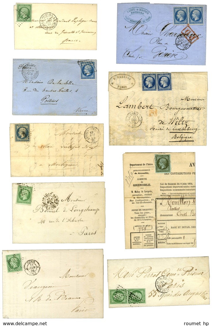 Lot De 37 Lettres Empire Non Dentelé, Nuances Et Oblitérations. - TB. - 1853-1860 Napoléon III