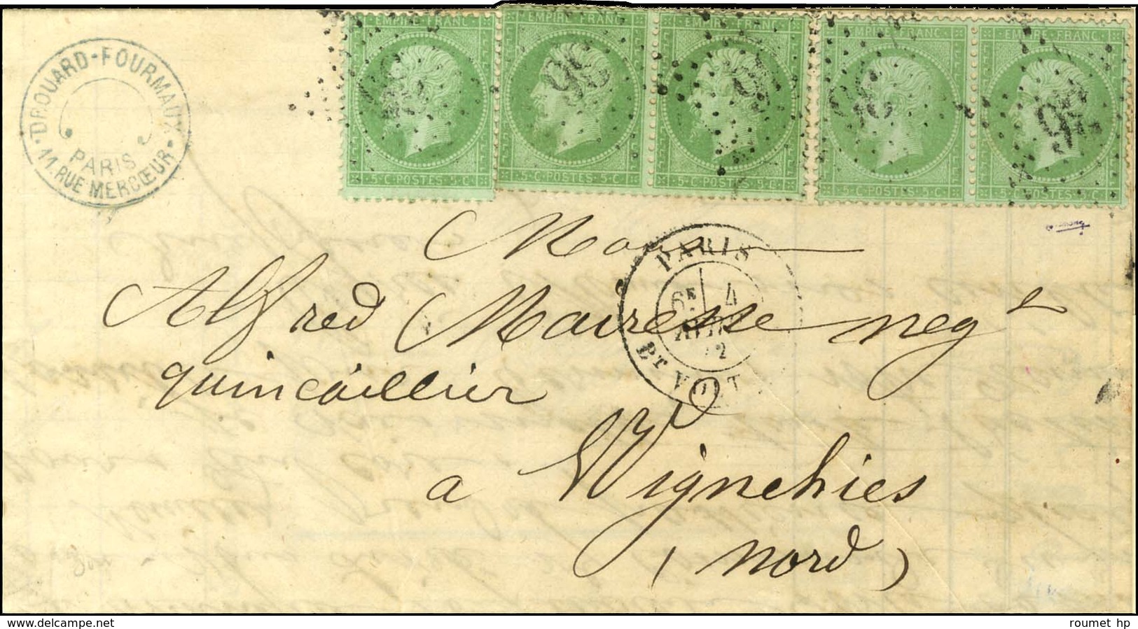 Etoile 36 / N° 20 + N° 35 (2 Paires) Càd PARIS / BT VOLTAIRE. 1872. - TB / SUP. - R. - 1862 Napoléon III