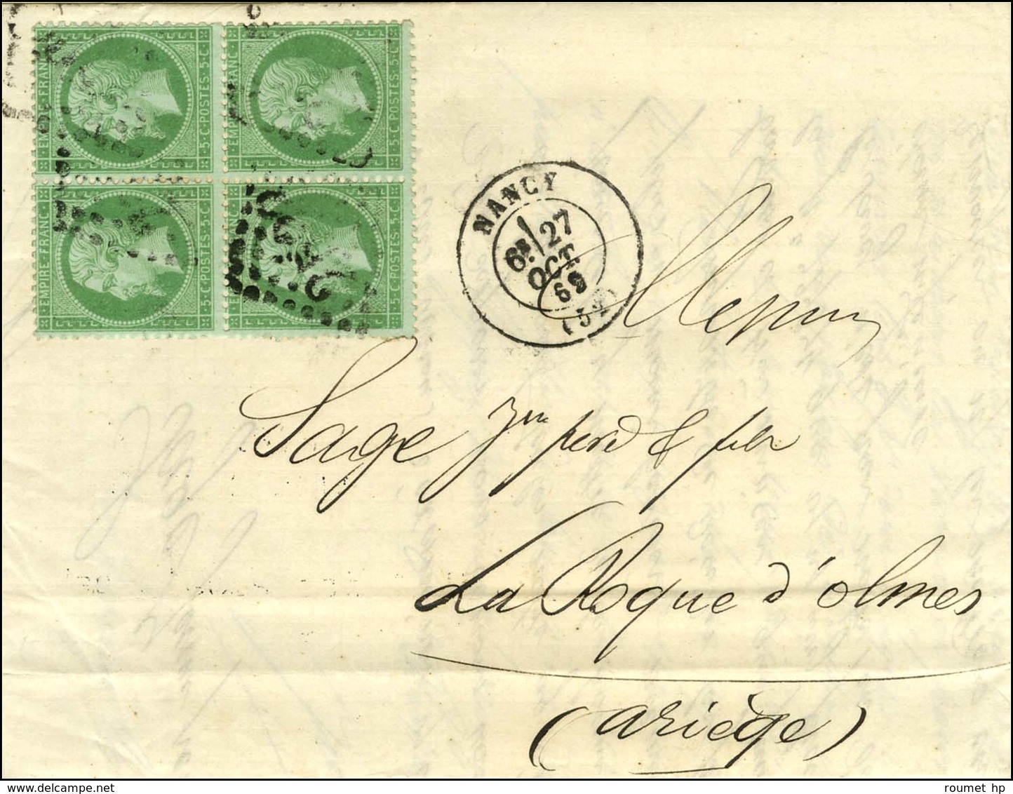 GC 2598 / N° 20 Bloc De 4 Càd T 17 NANCY (52). 1869. - TB. - R. - 1862 Napoleone III