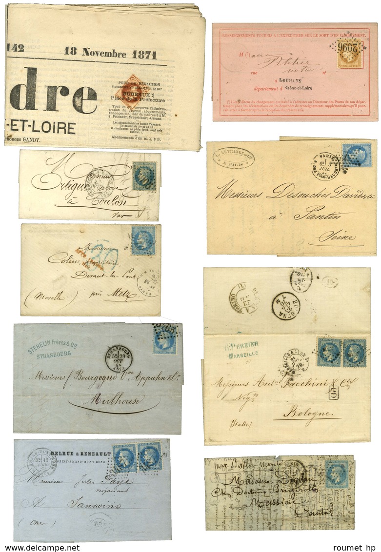 Lot De 28 Lettres De L'Emission Empire Lauré Dont 1 Ballon Monté. - TB. - 1863-1870 Napoléon III Lauré