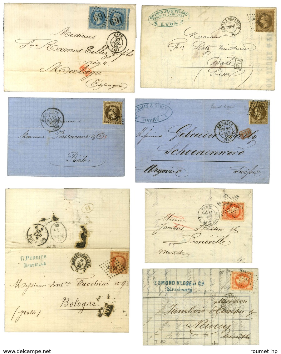 Lot De 28 Lettres De L'Emission Empire Lauré Dont 1 Ballon Monté. - TB. - 1863-1870 Napoléon III Lauré