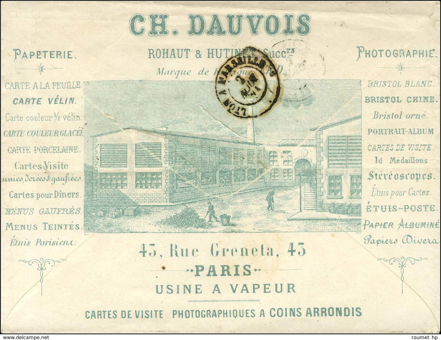 Etoile / N° 37 Càd PARIS (60) Sur Magnifique Enveloppe Publicitaire Pour Marseille. 1871. - SUP. - R. - 1870 Siège De Paris