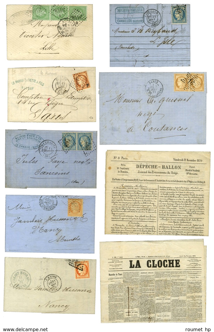 Lot De 11 Lettres Du Siège Dont Le Journal-ballon La Cloche Ayant Voyagé Sans Timbre. - TB. - 1870 Siège De Paris