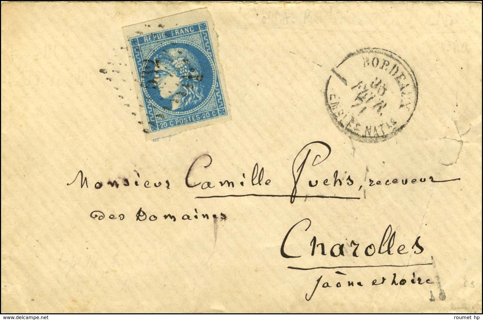 PC Du GC 532 / N° 46 Bdf Et Belles Marges Càd BORDEAUX / ASSEMBLEE NATle. 1871. - TB / SUP. - R. - 1870 Emission De Bordeaux