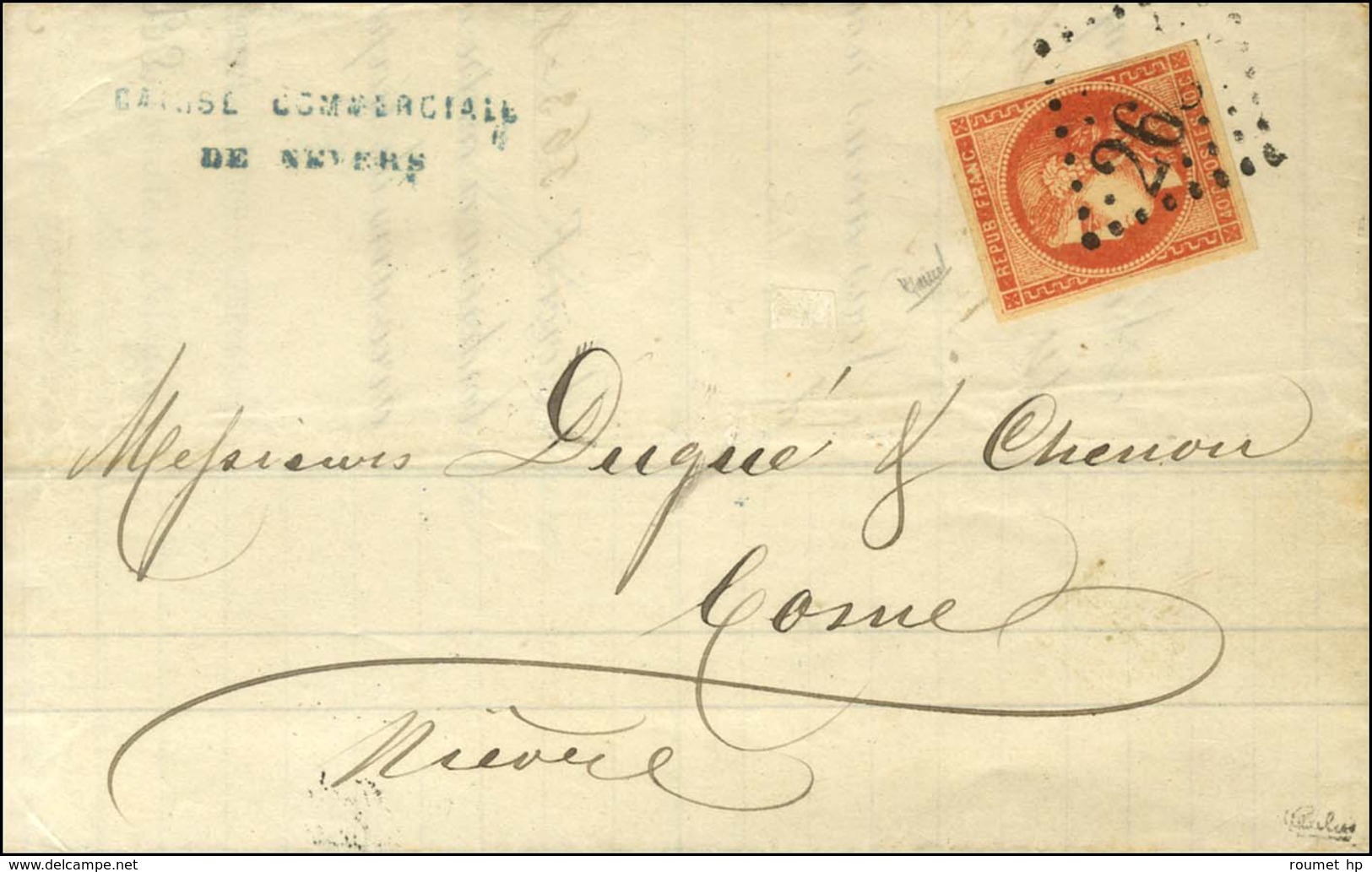 GC 2654 / N° 48 Rouge, Très Belle Nuance Sur Lettre De Nevers Pour Cosnes. 1871. - TB / SUP. - R. - 1870 Emission De Bordeaux