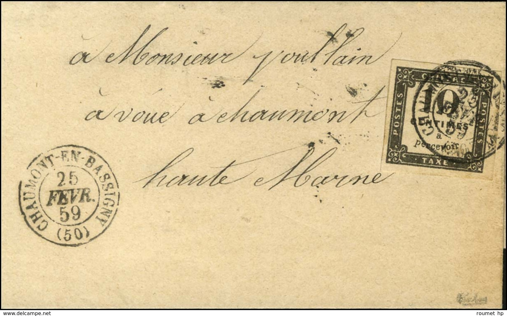 Càd CHAUMONT-EN-BASSIGNY (50) / Timbre-Taxe N° 1 Très Belles Marges. 1859. - SUP. - 1859-1959 Lettres & Documents
