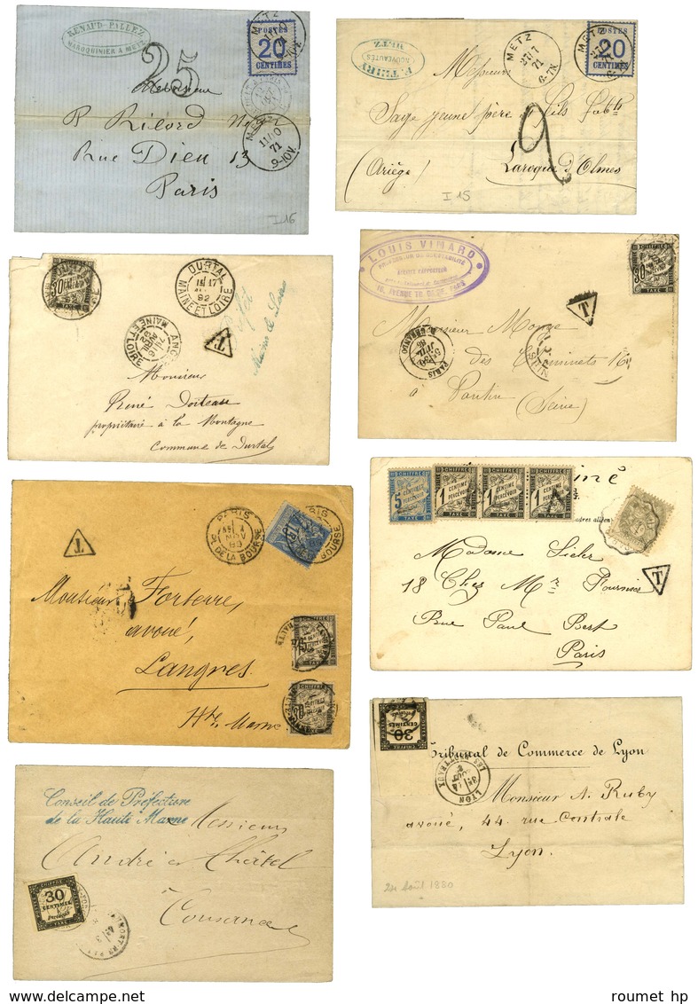 Lot De 50 Lettres + 3 Fragments Avec Type Sage Et Timbres-Taxes. - B / TB. - 1859-1959 Lettres & Documents