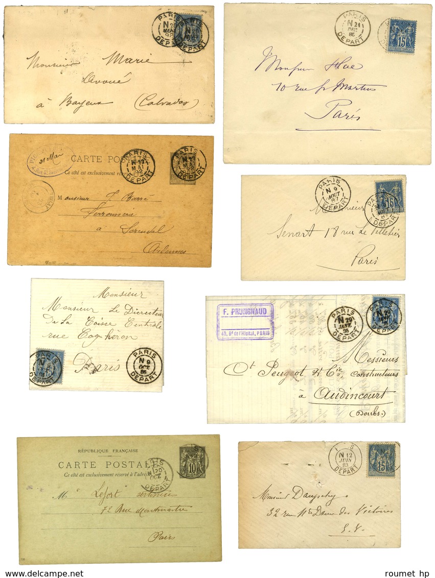 Lot De 50 Lettres + 3 Fragments Avec Type Sage Et Timbres-Taxes. - B / TB. - 1859-1959 Storia Postale