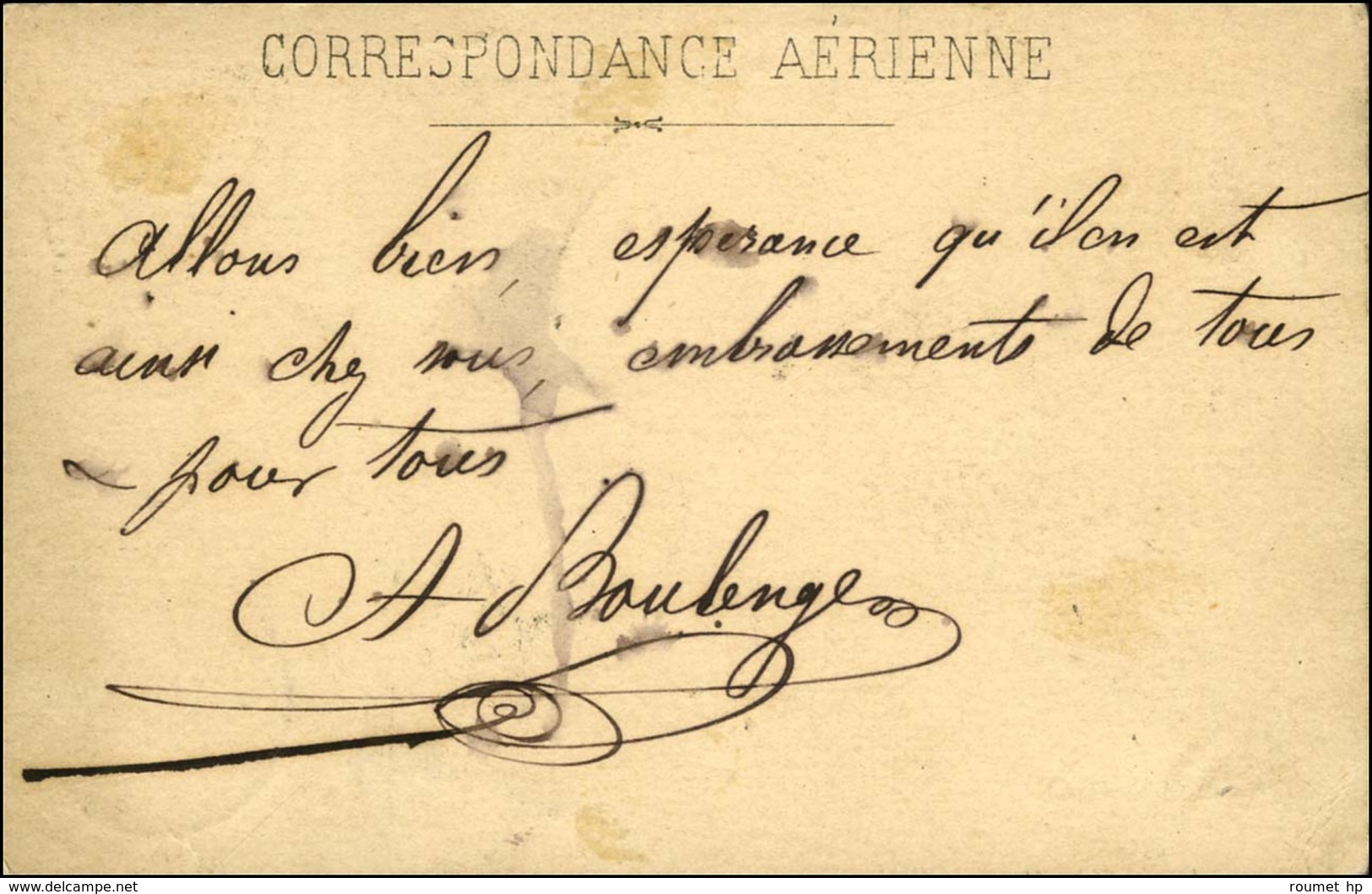 Etoile 7 / N° 28 Càd PARIS / R. DES Vlles HAUDRtes 1 OCT. 70 Sur Carte RÉPUBLIQUE FRANCAISE (verso CORRESPONDANCE AÉRIEN - Guerre De 1870