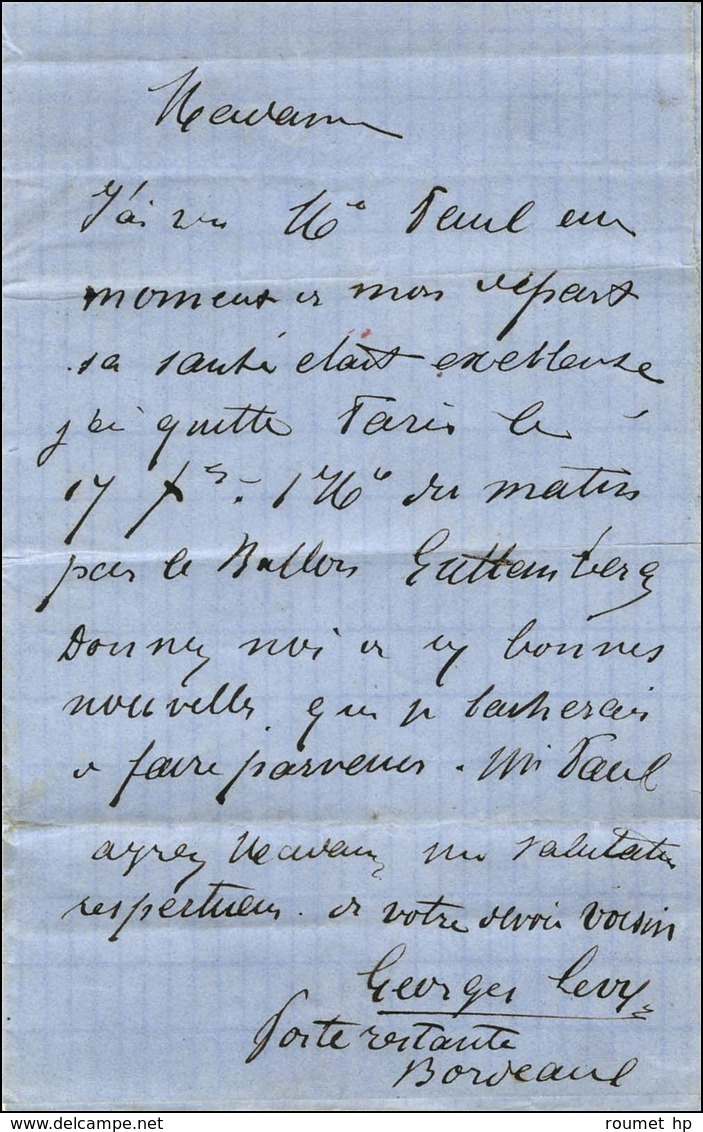 Càd T 17 BORDEAUX (32) 4 JANV. 71 Sur Lettre Avec Texte Daté De Paris Le 16 Décembre 1870 Confiée à Georges Levy Passage - Guerre De 1870