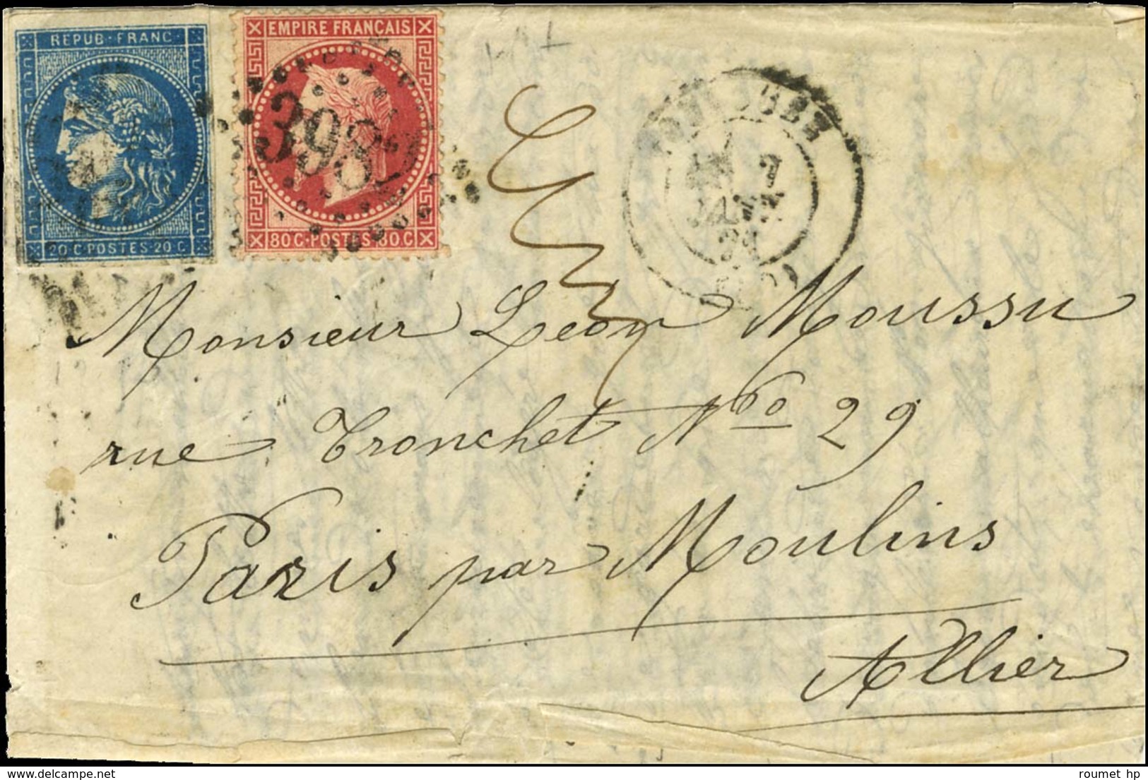 Ballon Monté Avec Réponse Directe Par Boule De Moulins. - Etoile 3 / N° 37 Càd PARIS / PL. DE LA MADELEINE 28 DEC. 70 Su - Guerre De 1870