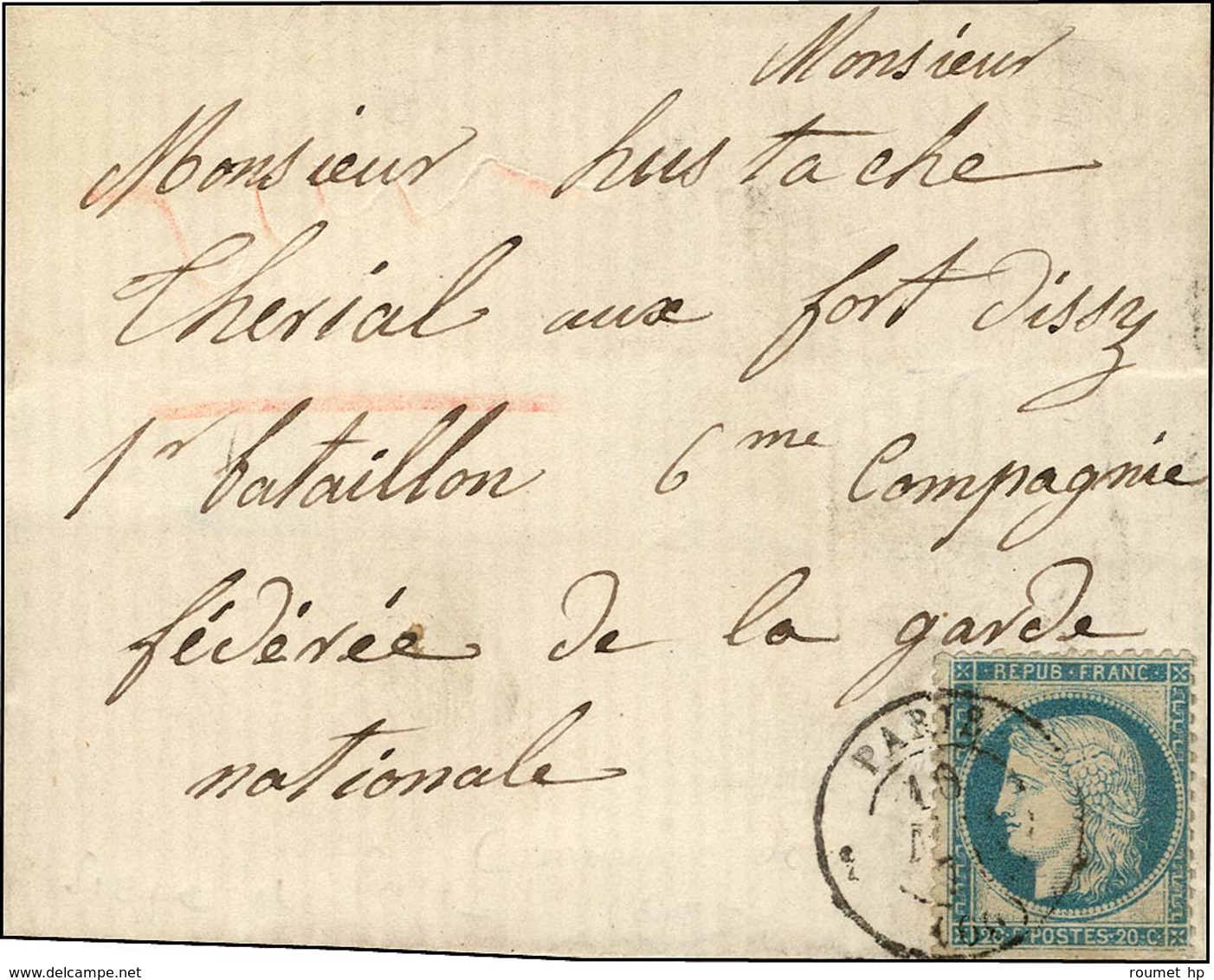 Càd De Rayon 1 PARIS (60) 10 MAI 71 / N° 37 Sur Lettre Pour Un Militaire Au Fort D'Issy. Très Rare Combinaison Pour Une  - Guerre De 1870