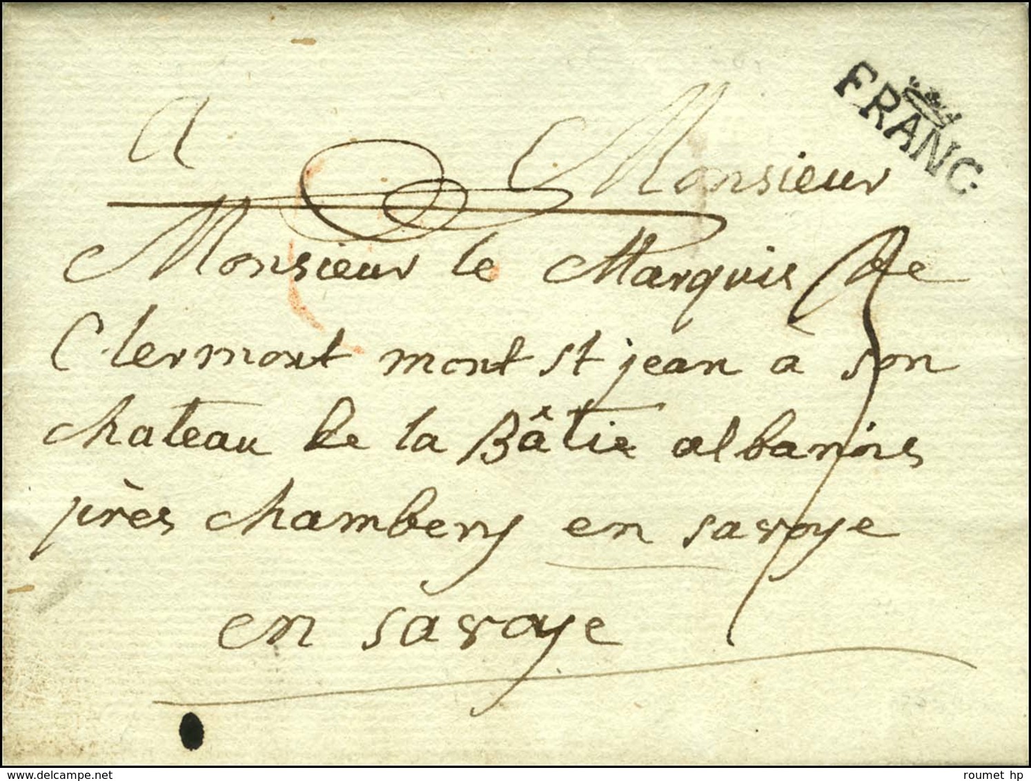 Marque Postale Couronnée FRANC (L N° 32). 1781. Dernière Date Vue En Noir. - SUP. - R. - 1701-1800: Précurseurs XVIII