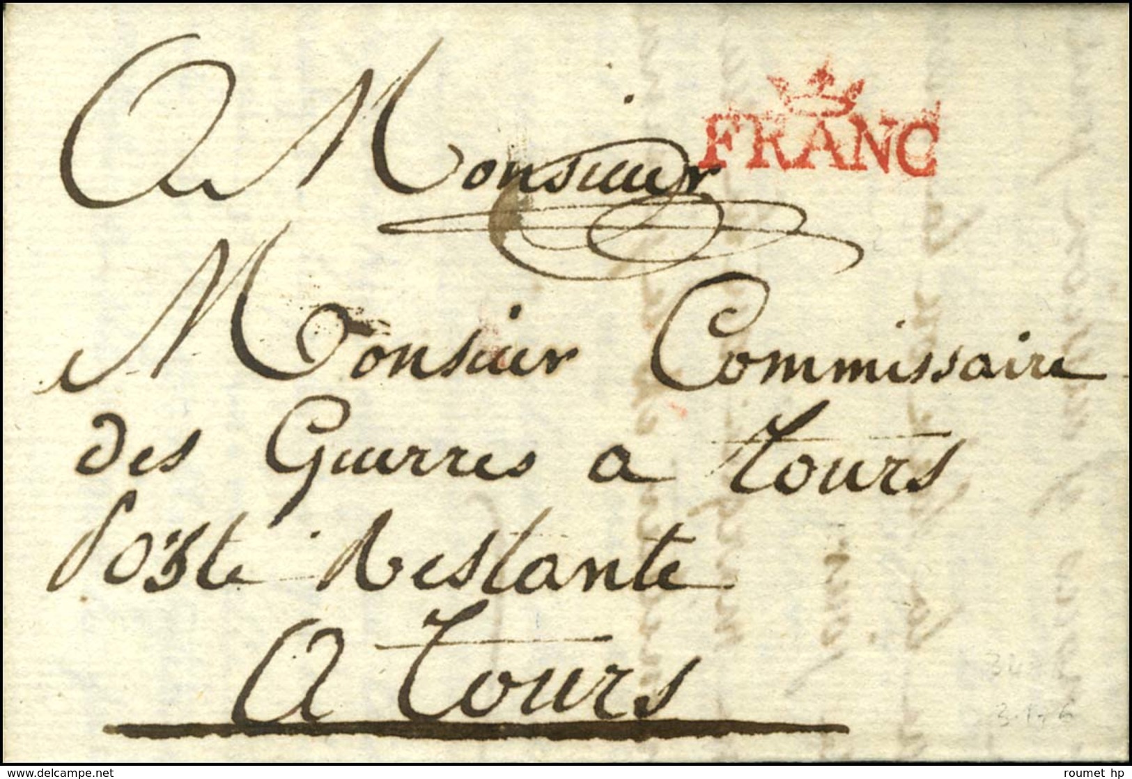 MP Couronnée FRANC Rouge (L N° 46) (21 Mm) Sur Lettre Avec Texte Daté De Paris Le 2 Avril 1792. - SUP. - R. - 1701-1800: Précurseurs XVIII