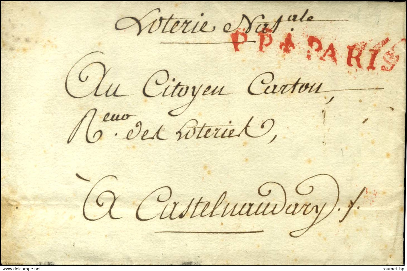 PP Fleur De Lys PARIS Rouge (L N° 50) Sur Lettre Avec Texte Daté De Paris Le 10 Septembre 1793. - TB / SUP. - RR. - 1701-1800: Précurseurs XVIII