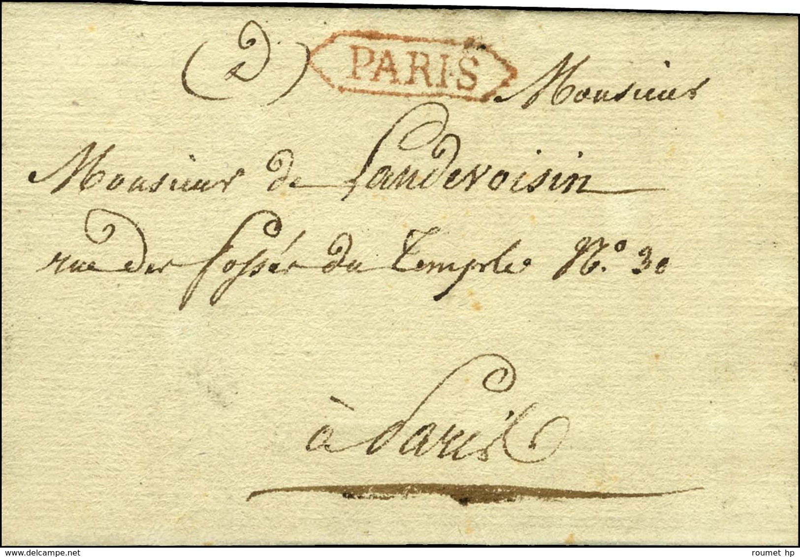 MP Encadrée Rouge PARIS Sur Avis De Réception D'une Lettre Chargée Datée De Paris Le 6 Mars 1813. - SUP. - Autres & Non Classés