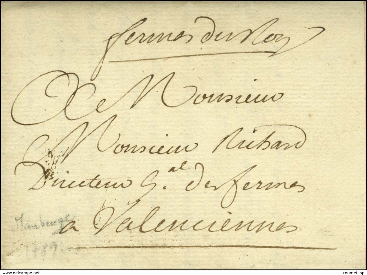 '' Fermes Du Roi '' Sur Lettre Avec Texte Daté De Maubeuge Ce 9 Mars 1789 Pour Valenciennes. - TB / SUP. - Altri & Non Classificati