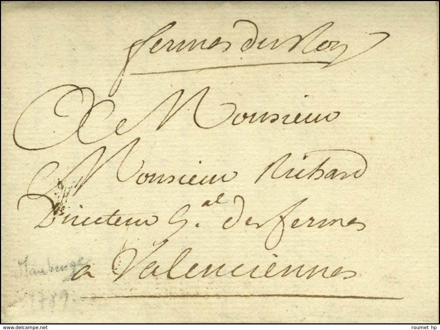 '' Fermes Du Roi '' Sur Lettre Avec Texte Daté De Maubeuge Ce 9 Mars 1789 Pour Valenciennes. - TB / SUP. - Autres & Non Classés