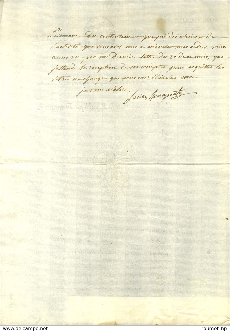 Lettre Avec Texte Signé Lucien Bonaparte Datée D'Aranjues Le 27 Ventôse An 9. - TB. - Lettres Civiles En Franchise