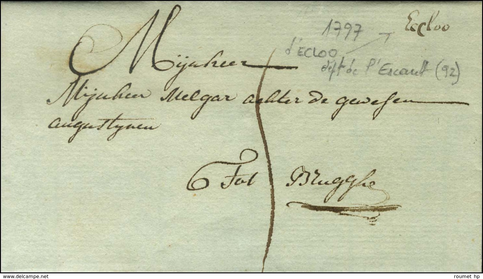 '' Ecloo '' Sur Lettre Avec Texte Daté Ecloo Du 11 Septembre 1797 Pour Bruges. - TB / SUP. - 1792-1815: Départements Conquis