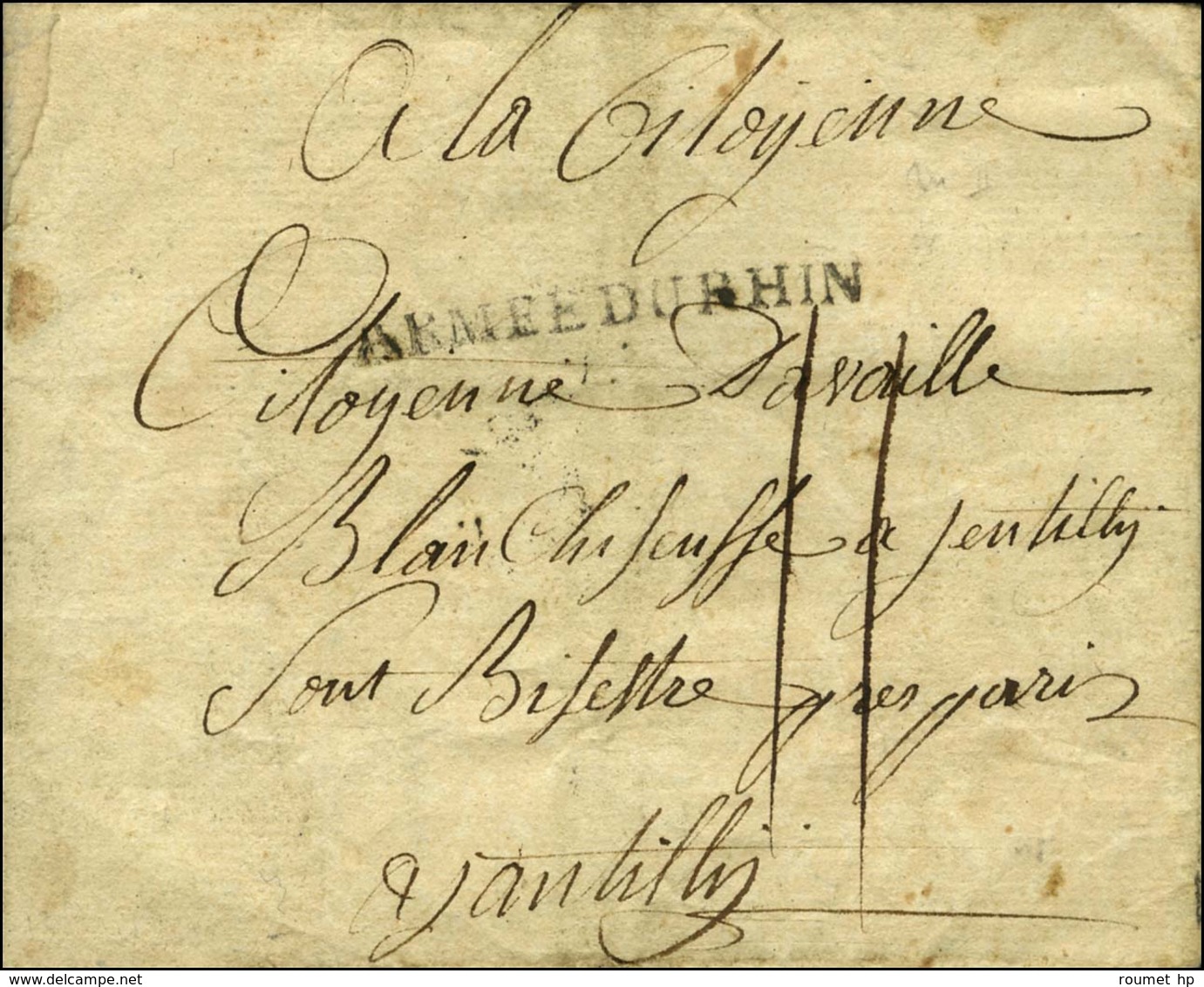 ARMEE DU RHIN Sur Lettre Avec Texte Daté De Mayence. 1793. - TB. - Marques D'armée (avant 1900)