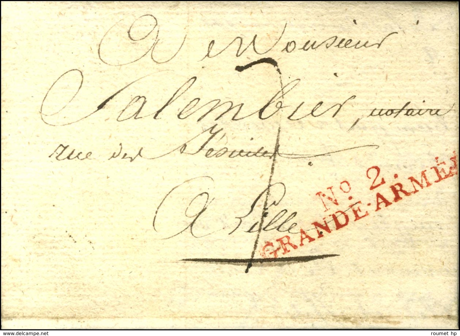 N° 2 / GRANDE ARMEE Rouge Sur Lettre Avec Texte Daté Erdiug Le 30 Juin 1806. - SUP. - Army Postmarks (before 1900)