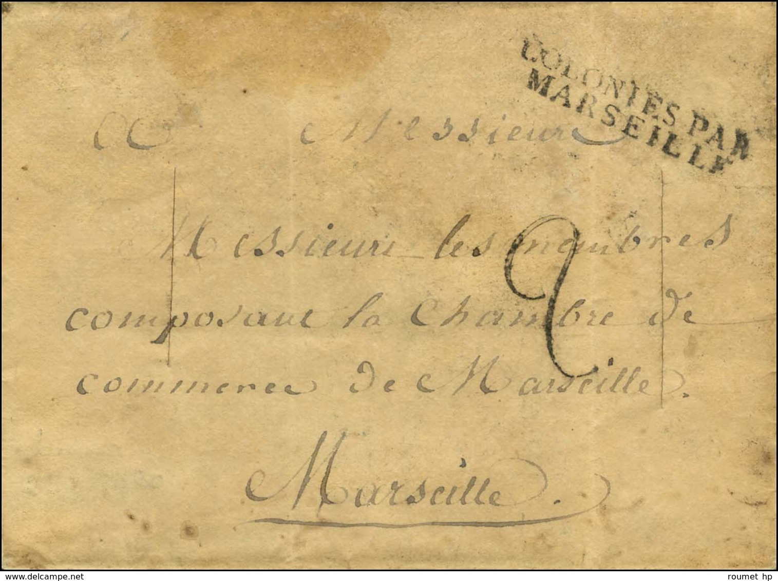 Lettre Avec Texte Daté De Tanger Ce 31 Janvier 1820 Pour Marseille, Au Recto COLONIES PAR / MARSEILLE, Taxe Tampon 2 Et  - Autres & Non Classés