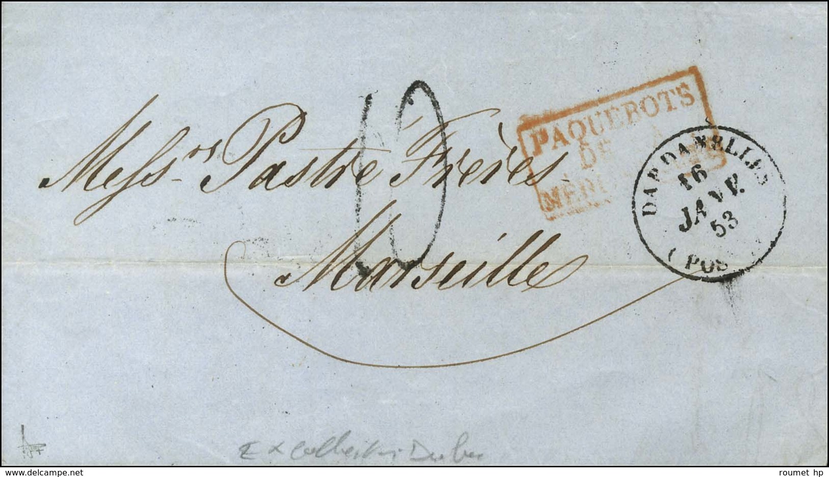 Càd T 14 DARDANELLES / (POSTES) 16 JANV. 53 (variété De Cachet : 53 Au Lieu De 1853), Taxe Tampon 10. - TB. - Autres & Non Classés