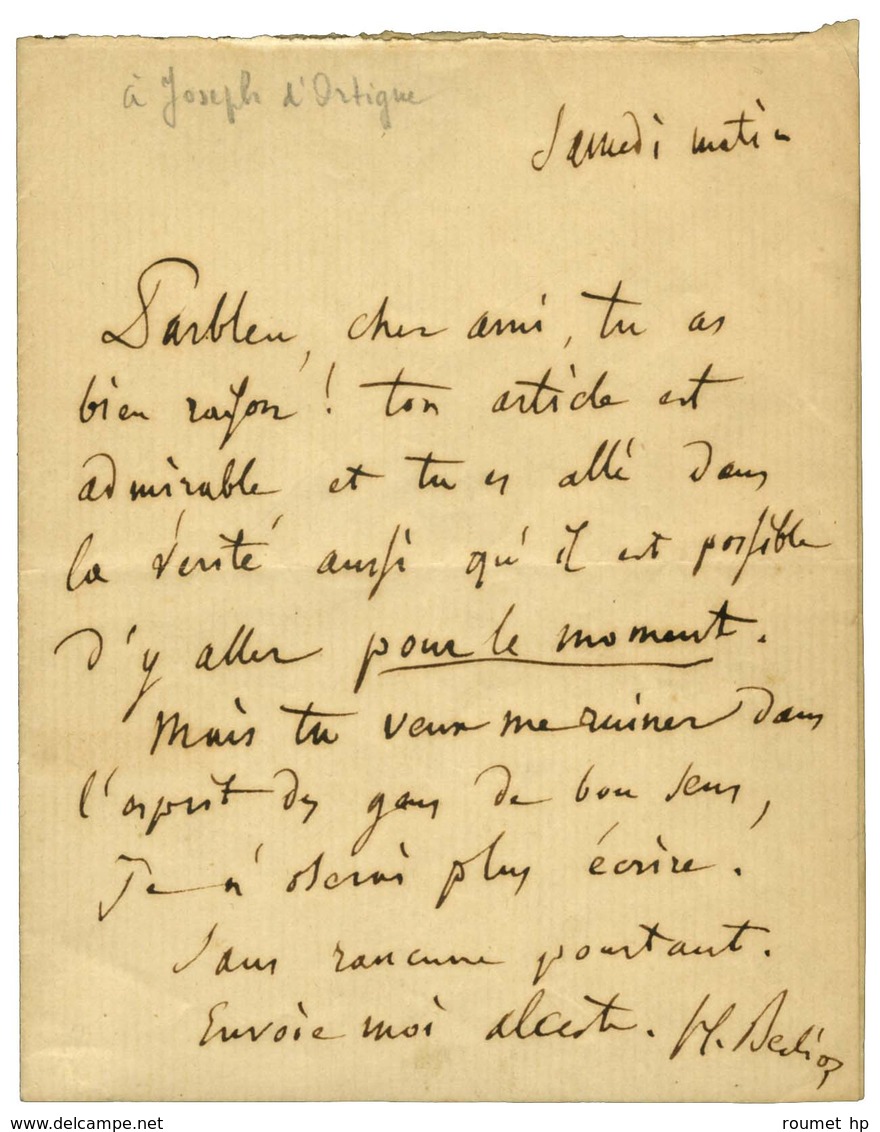 BERLIOZ Hector (1803-1869), Compositeur Et Chef D'orchestre. - Autres & Non Classés